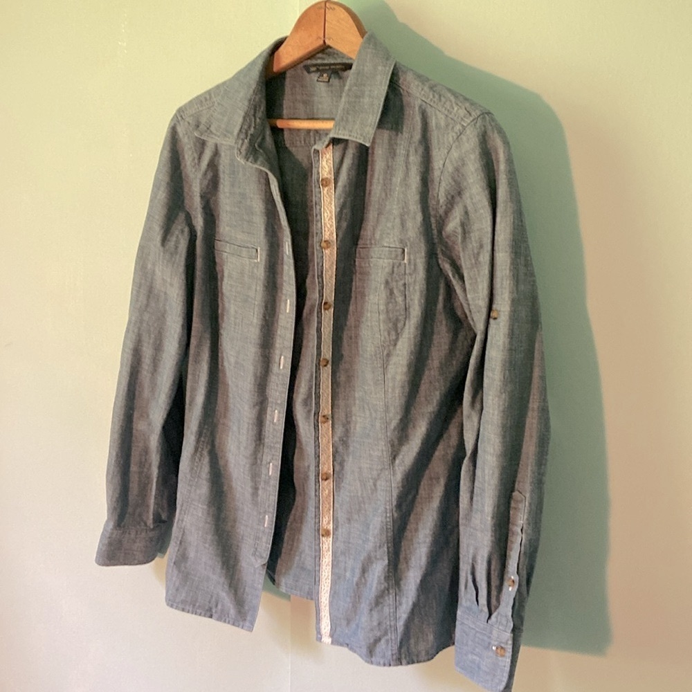 Brooks Brothers Blue Chambray collared button up lace placket Shirt W size 10